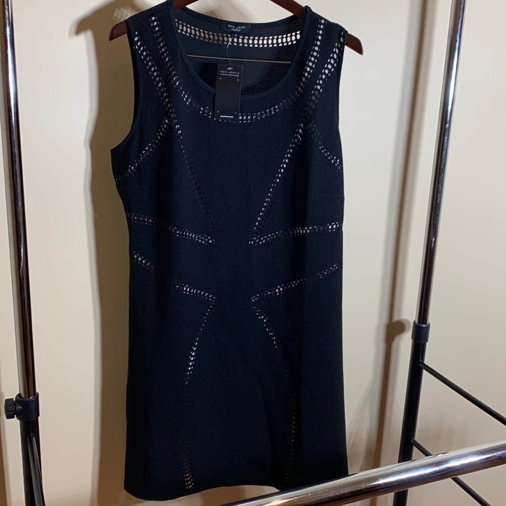 NEW LOOK Inspire black cut out (lined) sheath dress, polyester stretch sz 14